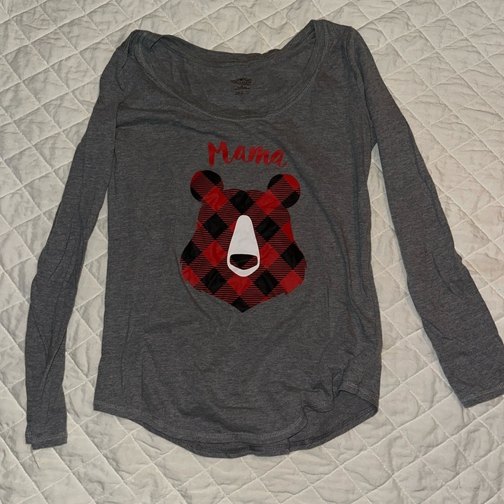 WONDERSHOP Gray Mama Bear Pajama Shirt Women's M
